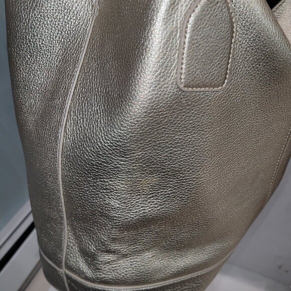 Tory Burch Michelle buckle tote bag mettallic leather medium large tote - Picture 8 of 13